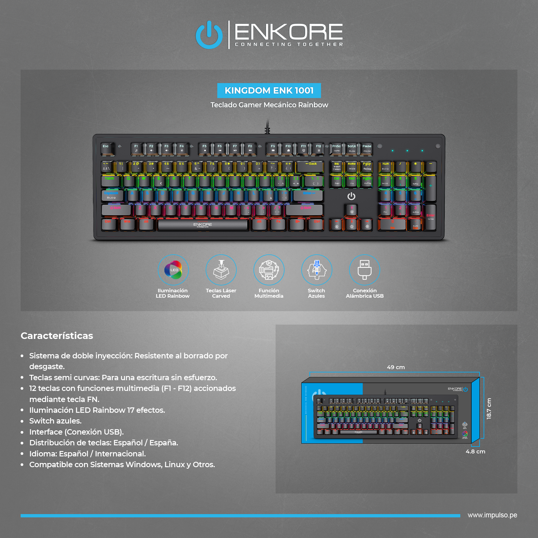 TECLADO MECÁNICO ENKORE KINGDOM ENK 1001
