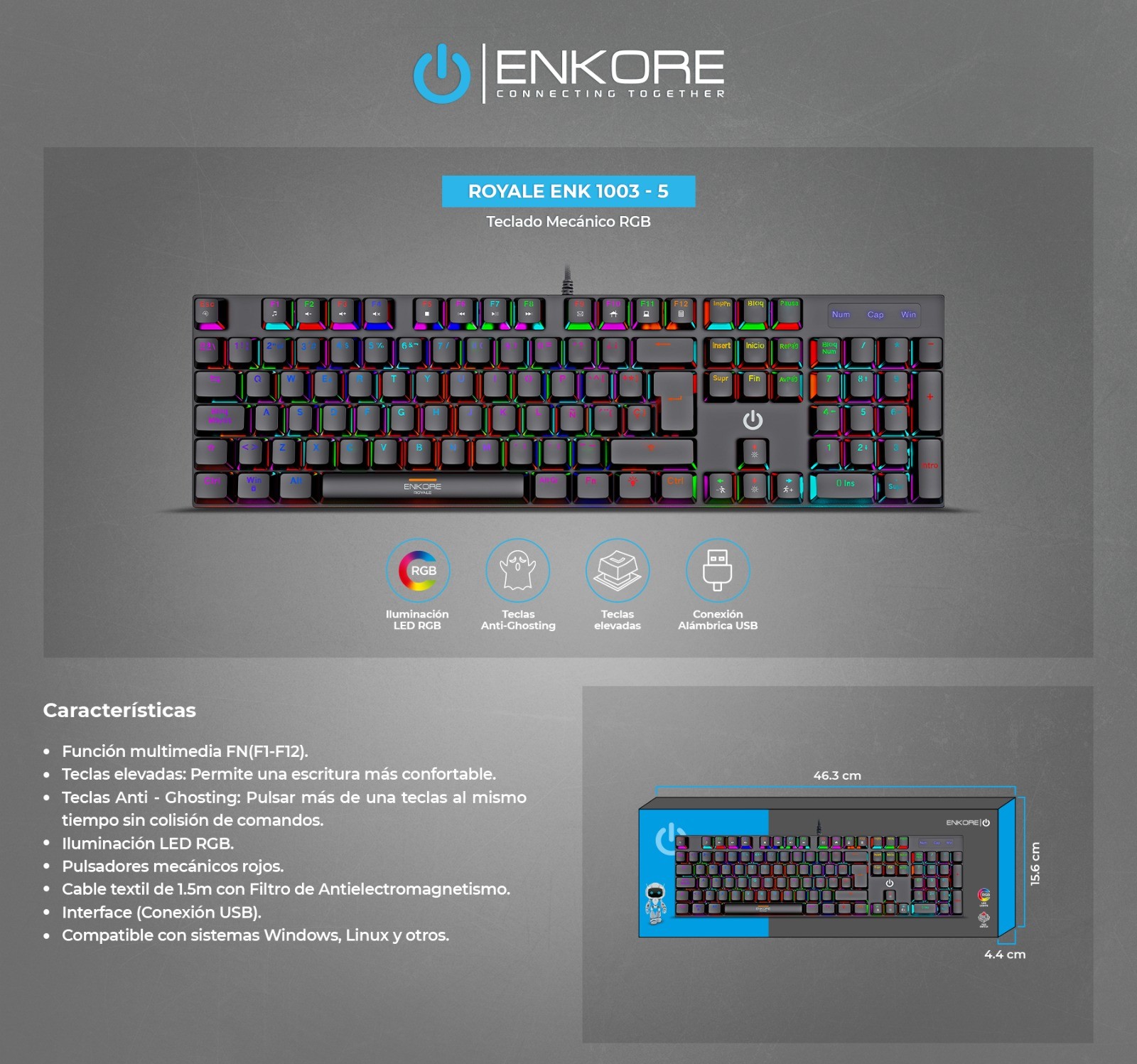 TECLADO MECÁNICO ENKORE ROYALE ENK 1003 - 5