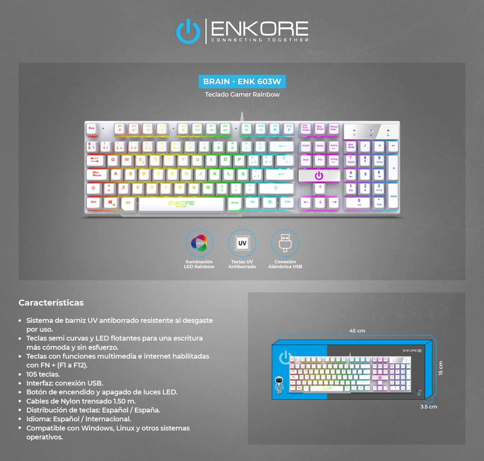 TECLADO ENKORE BRAIN - ENK 603W