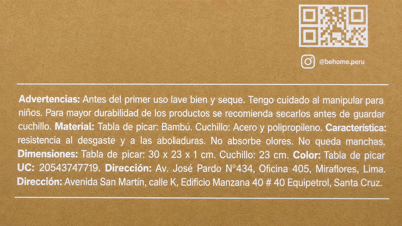 TABLA DE PICAR+ CUCHILLO - BEHOME