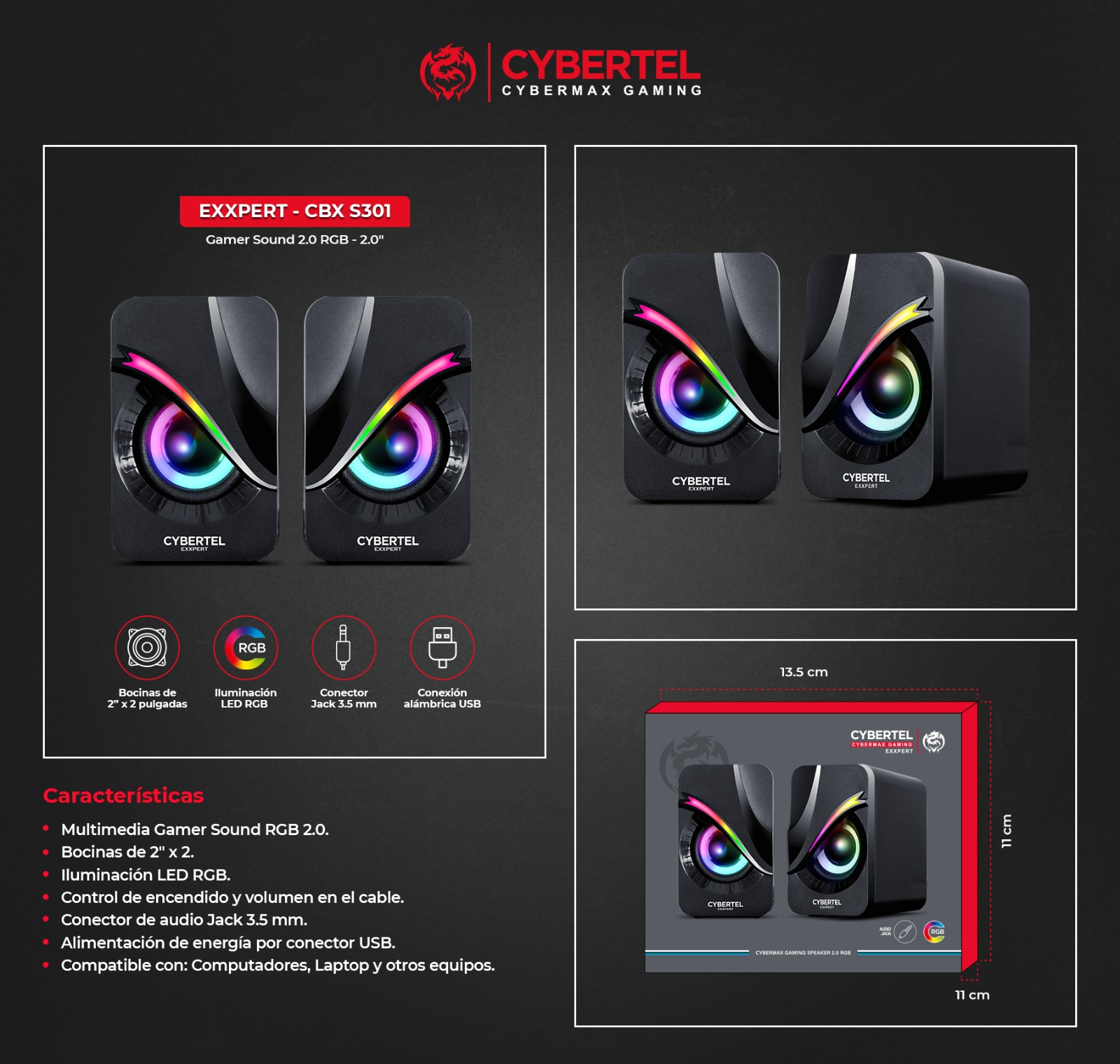 PARLANTE RGB EXXPERT CBX S301 - CYBERTEL